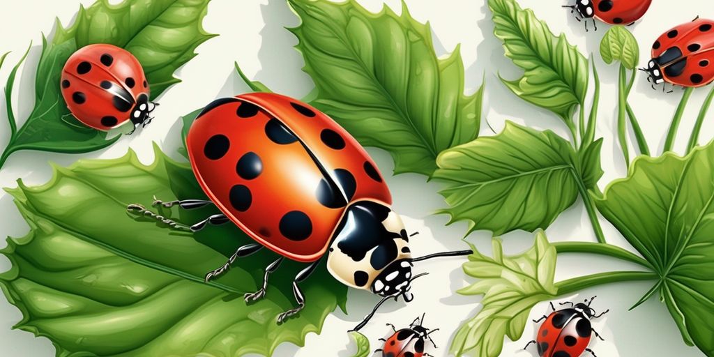 natural pest control in garden with ladybugs and plants