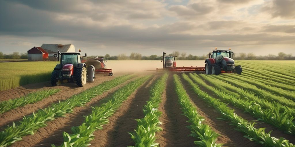 farmers using innovative techniques in a field