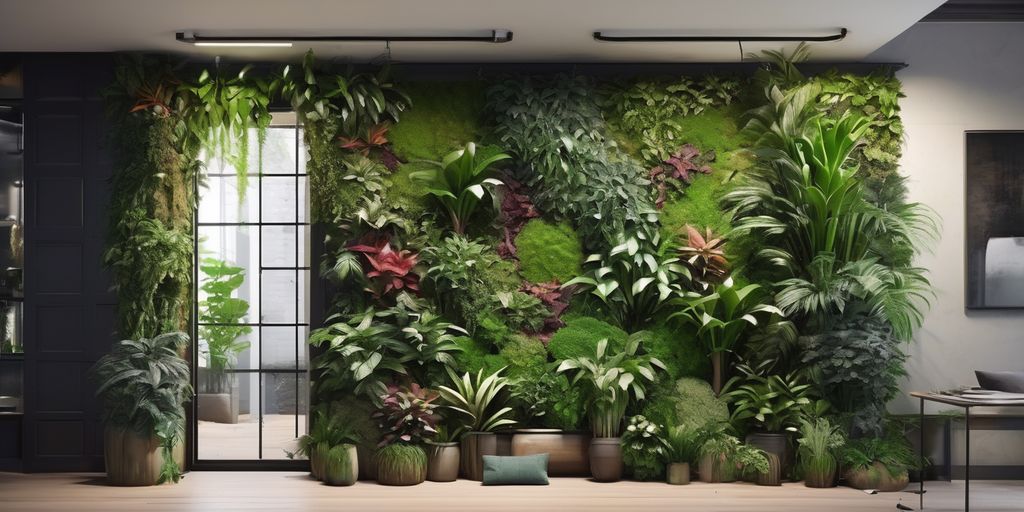 vertical garden with lush plants in a small urban space